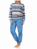 NORMANN Schlafanzug Pyjama langarm Norwegerlook Coralfleece - 58377 in blau