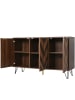 ABRIHOME Sideboard mit drei Massivholztüren 120x38 cm und Eisenfüßen