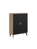 CALICOSY Sideboard mit Türen FLORA in Schwarz - (W) 90  x (H) 120  x (L) 38  cm
