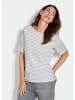 GOLDNER Stilvolles Streifenshirt für Damen in grau / weiß / geringelt