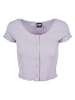 Urban Classics Urban Classics Damen Ladies Cropped Button Up Rib Tee in lilac