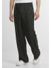 Urban Classics Urban Classics Striped Crinkle Resort Pants in black/offwhite