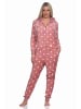 NORMANN Jumpsuit Schlafanzug Overall Coralfleece Tupfen Punkte - 76728 in rosa