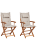 Beliani 2er-Set Gartenstuhl MAUI II in Heller Holzfarbton/Beige