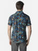 KOROSHI Herren kurzarm-viskosehemd in bunt