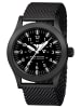 KHS Herren-Armbanduhr Platoon Solar Meshband Schwarz