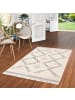 Pergamon In & Outdoor Teppich Shaggy Sylt Rauten in Creme