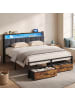 VASAGLE Bettgestell in Schwarz-Braun - (B)160.5 x (H)104.5 x (T)218.3 cm