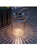 MARELIDA LED Solarglas geriffelt mit Juteseil Lichtsensor H: 15cm in transparent