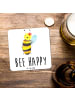 Mr. & Mrs. Panda Untersetzer Biene Happy mit Spruch in Weiß