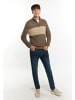 MO Herren Grobstrickpullover in Oliv Mehrfarbig