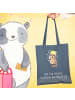 Mr. & Mrs. Panda Uni Tasche Waschbär mit Spruch in Indigo Blue