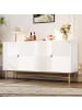 ABRIHOME Sideboard in Weiß mit 4 Türen goldenen Griffen 160x40x82 cm
