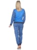 NORMANN Frottee Schlafanzug langarm Bündchen Sternmotiv in blau