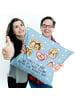 Mr. & Mrs. Panda Kissen Igel Familie mit Spruch in Blau Pastell
