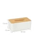 relaxdays Tücherbox in Weiß/Natur - (B)23 x (H)10 x (T)13 cm