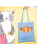 Mr. & Mrs. Panda Tote Bag Sternzeichen Krebs mit Spruch in Sky Blue