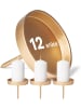Novaliv 12x Kerzenpin flach ohne Dorn 8,5cm Gold Aluminium rund Kerzenpin Weih in Gold