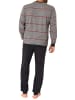 NORMANN Langarm Schlafanzug Bündchen Streifen - 77873 in dunkelgrau