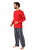 NORMANN Schlafanzug lang Pyjama FlanellHose Karo - 88204 in rot1