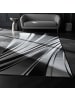 KADIMA DESIGN Teppich Kurzflor Waschbar Wellen DRAU Strapazierfähig OEKO-TEX in Schwarz