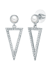 Lulu & Jane Perlen-Ohrstecker aus Messing mit Zirkonia und Muschelkernperle in silber