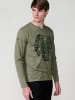 KOROSHI Langarm-t-shirt in khaki