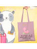 Mr. & Mrs. Panda Strandtasche Schwein Glück mit Spruch in Rosa Pastell