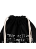Mr. & Mrs. Panda Jutebeutel "Wir sollten mit Logik... mit Spruch in Schwarz