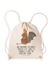 Mr. & Mrs. Panda Baumwolltasche Fledermaus Sitzen mit Spruch in Creme