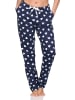 NORMANN Damen Pyjama Hose lang Mix & Match in marine