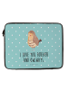Mr. & Mrs. Panda Notebook Tasche Eule Zufrieden mit Spruch in Türkis Pastell
