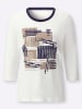creation L Rundhalsshirt in ecru-marine-bedruckt