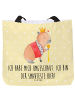 Mr. & Mrs. Panda Strandtasche Capybara König mit Spruch in Gelb Pastell
