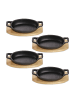 Echtwerk 8 tlg. Set Gusseisen Auflaufform mit Servierbrett in Schwarz