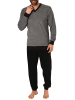 NORMANN Frottee Pyjama langarm Bündchen Ringel - 49696 in grau