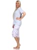 NORMANN Capri Schlafanzug kurzarm floraler Print in hellblau