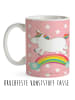 Mr. & Mrs. Panda Kindertasse Einhorn Regenbogen ohne Spruch in Rot Pastell