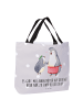Mr. & Mrs. Panda Tasche Pinguin mit Kind mit Spruch in Grau Pastell