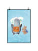 Mr. & Mrs. Panda Poster Pinguin & Maus Wanderer ohne Spruch in Eisblau