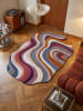 KADIMA DESIGN Wollteppich fussbodenheizung-geeignet EFFRA Wellen-Swirl retro in Multi