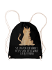 Mr. & Mrs. Panda Jutebeutel Einhorn Katze mit Spruch in Schwarz