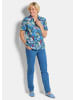 GOLDNER Blusenshirt mit floralem Print in blau / gemustert