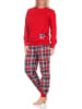 NORMANN Schlafanzug Pyjama langarm Bündchen Tiermotiv - 87109 in rot