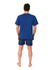 NORMANN Schlafanzug kurzarm Shorty mit karierter Jersey Hose in dunkelblau