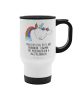 Mr. & Mrs. Panda Kaffeebecher Einhorn Fliegendes Pferd mit Spruch in Weiß