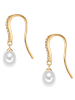 Valero Pearls Perlen-Ohrhänger aus Sterling Silber mit Zirkonia und Süßwasser-Perle in gelbgold