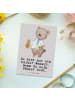 Mr. & Mrs. Panda Postkarte Bänker Herz mit Spruch in Grau Pastell
