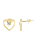 Adeliás Damen Ohrringe – Ohrstecker Herz aus 925 Silber in gold
