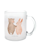 Mr. & Mrs. Panda Kaffeebecher Bär und Hase Umarmen ohne Spruch in Transparent